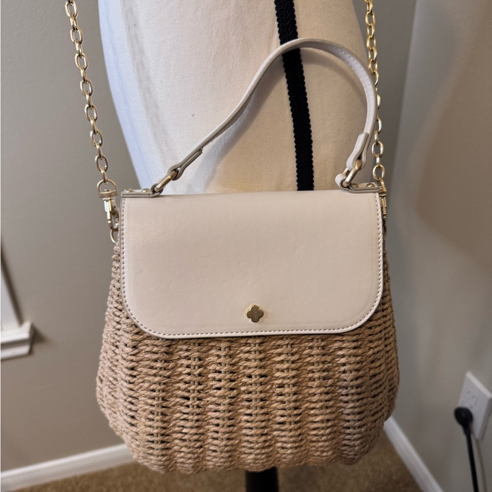 Antonio Melani Cream and Tan Woven Handbag